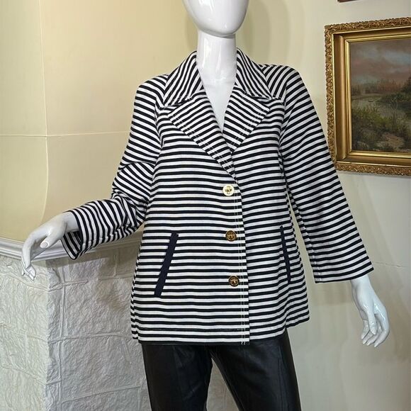 Tommy Hilfiger Navy Blue / White Striped Nautical Jacket - Picture 2 of 11